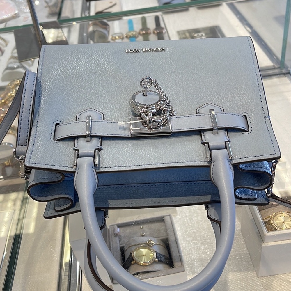 Michael Kors Hamilton Small Satchel Shoulder Crossbody Bag COLOR: Pale Blue - Picture 12 of 16